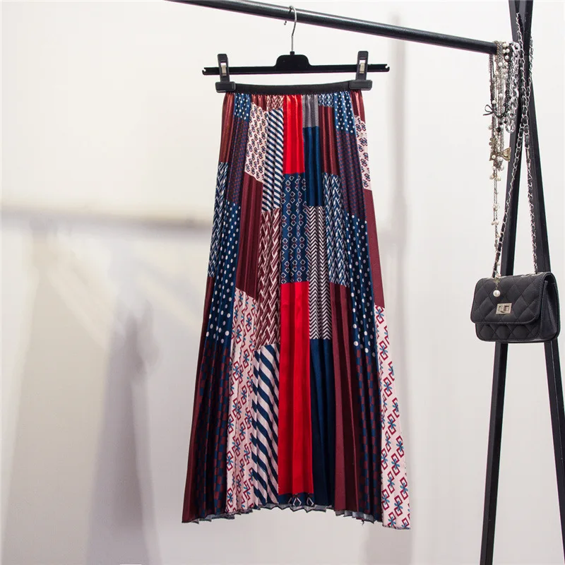 

Female New-Coming Autumn Vacation Indie Folk A-Line High Street Style Print Women Skirts for Spring Hoilday Empire Spring Skirt