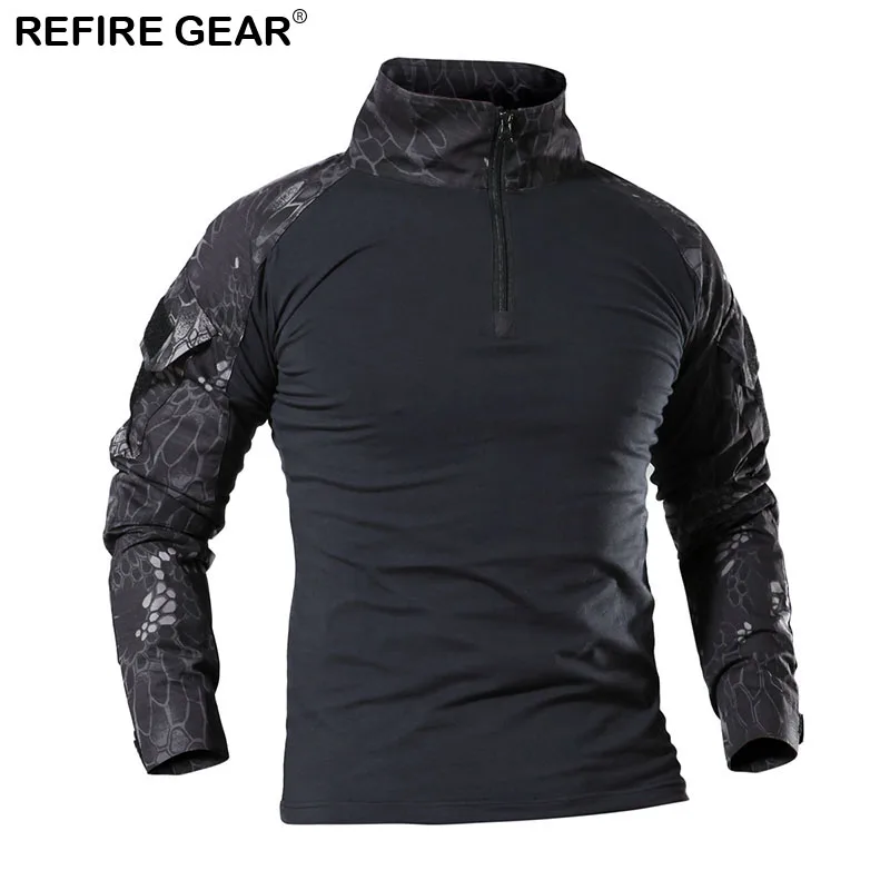 Refire gear, уличная камуфляжная футболка, мужская, с длинным рукавом, дышащая, для рыбалки, походная рубашка, для кемпинга, охоты, тактическая рубашка, 4 цвета