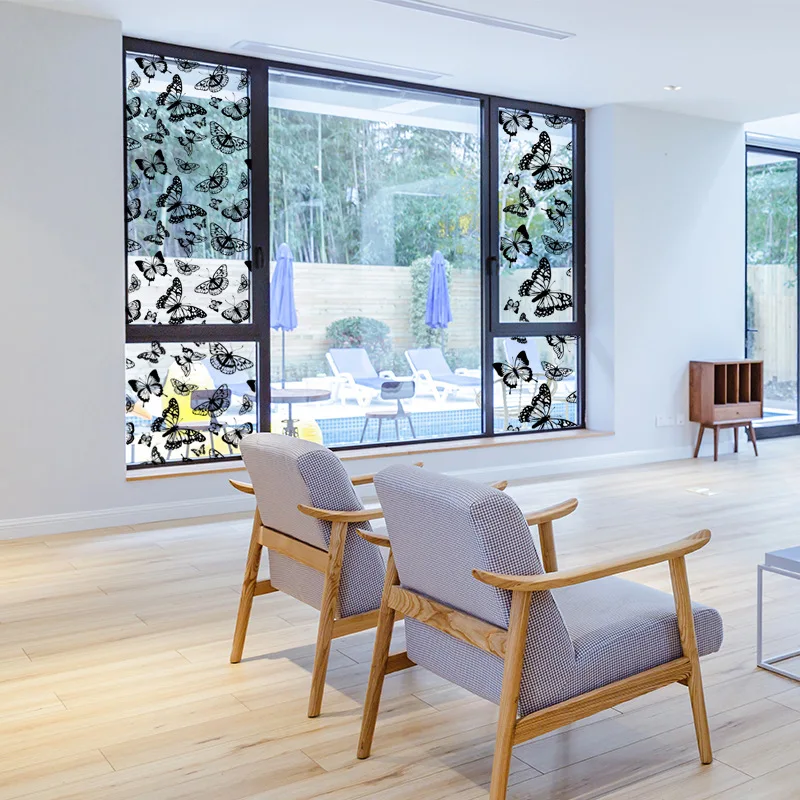 

Butterfly Shape Rubber Frosted Glass Film Transparent Opaque Window Self-adhesive Paper Home Decoration