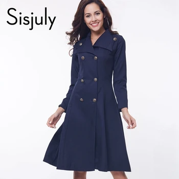 Sisjuly women  trench coat blue autumn fashion elegant long sleeve winter ladies luxury long coat women tops slim trench coat
