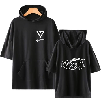 

SEVENTEEN17 2018 New Fashion Short sleeve Hoodies shirt Kpop Popular Women/Men Collage Style Summer comfortable Hoodies Tee