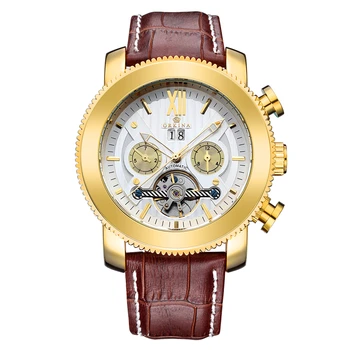 

ORKINA 2017 Skeleton Tourbillon Mechanical Watch Automatic Men Classic Rose Gold Leather Mechanical Wrist Watches Reloj Hombre