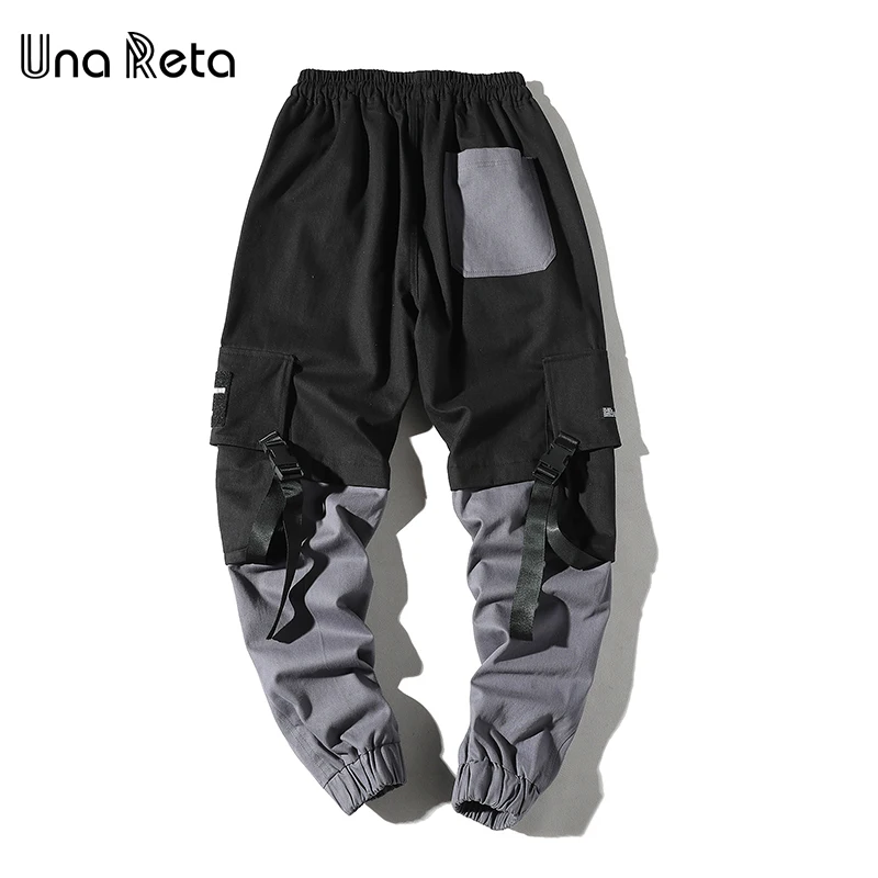 Una Рета Man Брюки Новая мода уличная шить Цвет джоггеры хип-хоп длинные брюки Для мужчин упругие талии брюки-карго Для мужчин