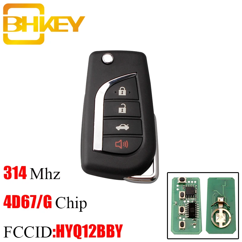 BHKEY 4 кнопки стиль для Toyota Camry HYQ12BBY 314,4 МГц транспондер G/4D67 чип для Toyota Camry ключ для Toyota Camry, Avalon, Corolla Matrix RAV4