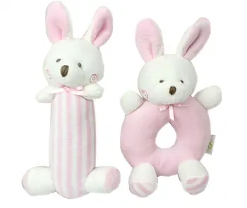

2PCS Cartoon Rabbit Bear Plush Rattle Ring Bell Newborn Hand Grasp Toys Soft Mobile Infant Crib Dolls peluche hochet brinquedos