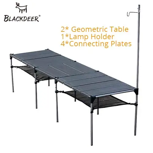 BLACKDEER Outdoor Camping Desk Aluminum Alloy Folding Table Portable Picnic Fishing Beer Table Lightweight Rain-Proof Detachable Two table sets