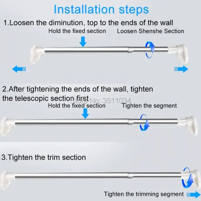 Современный Стиль Белый Цвет Мягкая сталь телескопическая Регулируемая Штора
