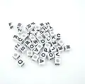Модные Акриловые белые буквы алфавита DIY Loose Cube пластиковые бусины смешанный размер 100 шт. a1111 - фото