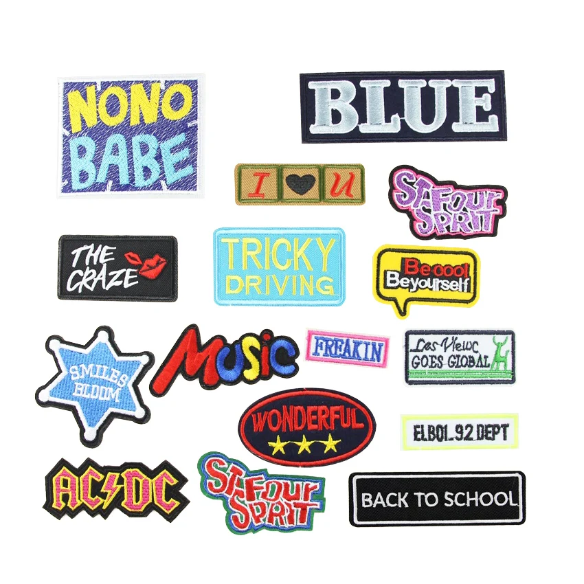Words Slogan Sentence Iron on clothes stitch sew seam