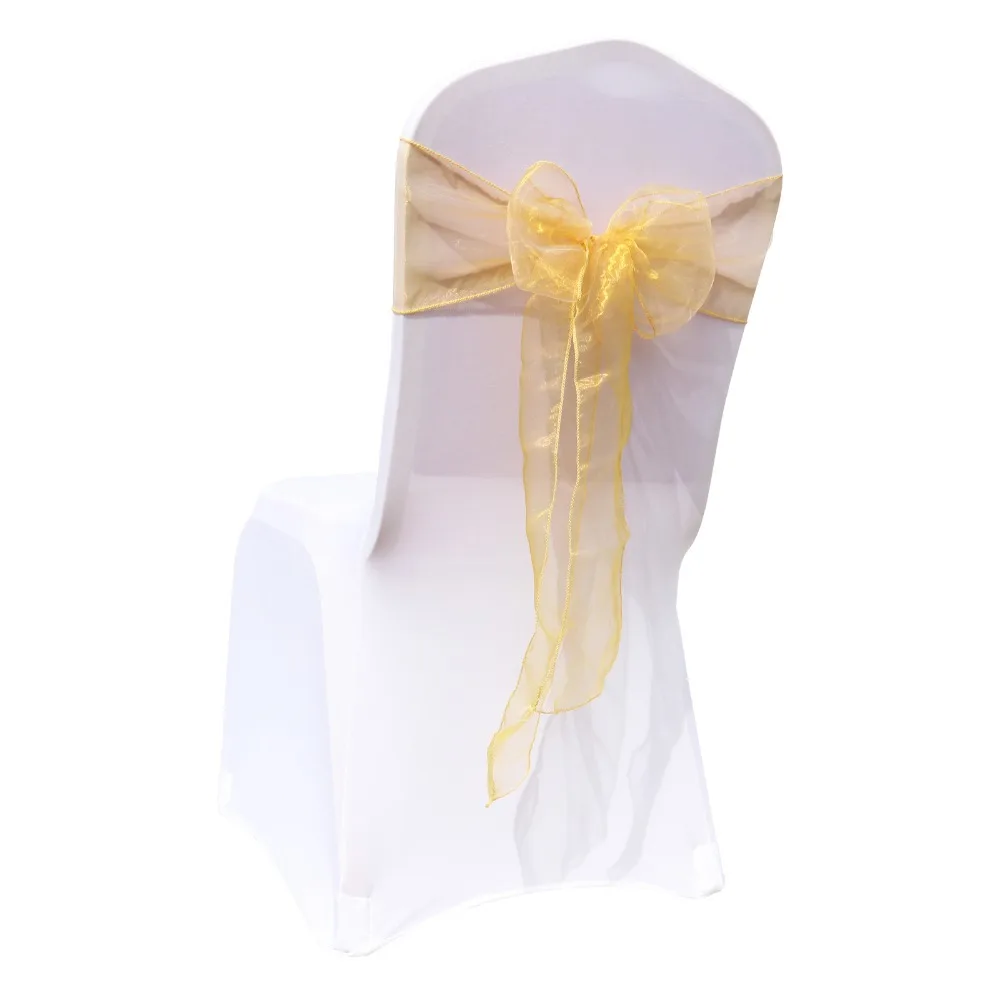 1Pcs Organza Wedding Chairs Knot Cover Bow Decoration Chair Sashes Bands Chair Belt Ties For Weddings