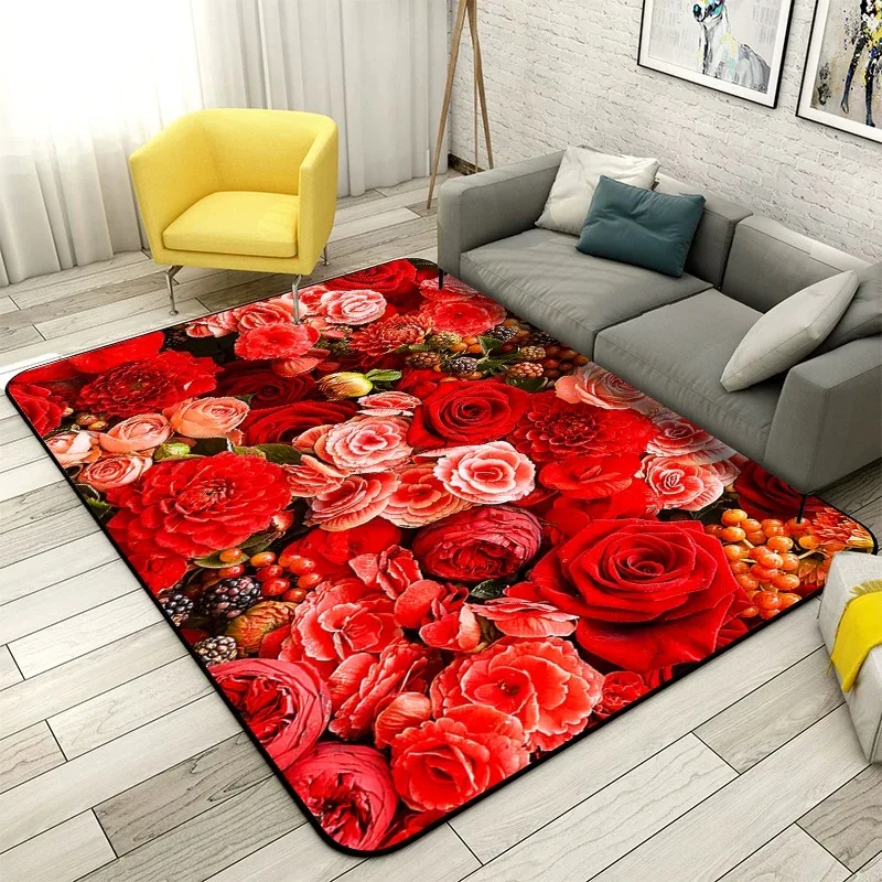 

3D creative flower door mat plant carpet Hallway Carpets Bedroom Living Room rose Rugs Kitchen Bathroom Antiskid Mats customized