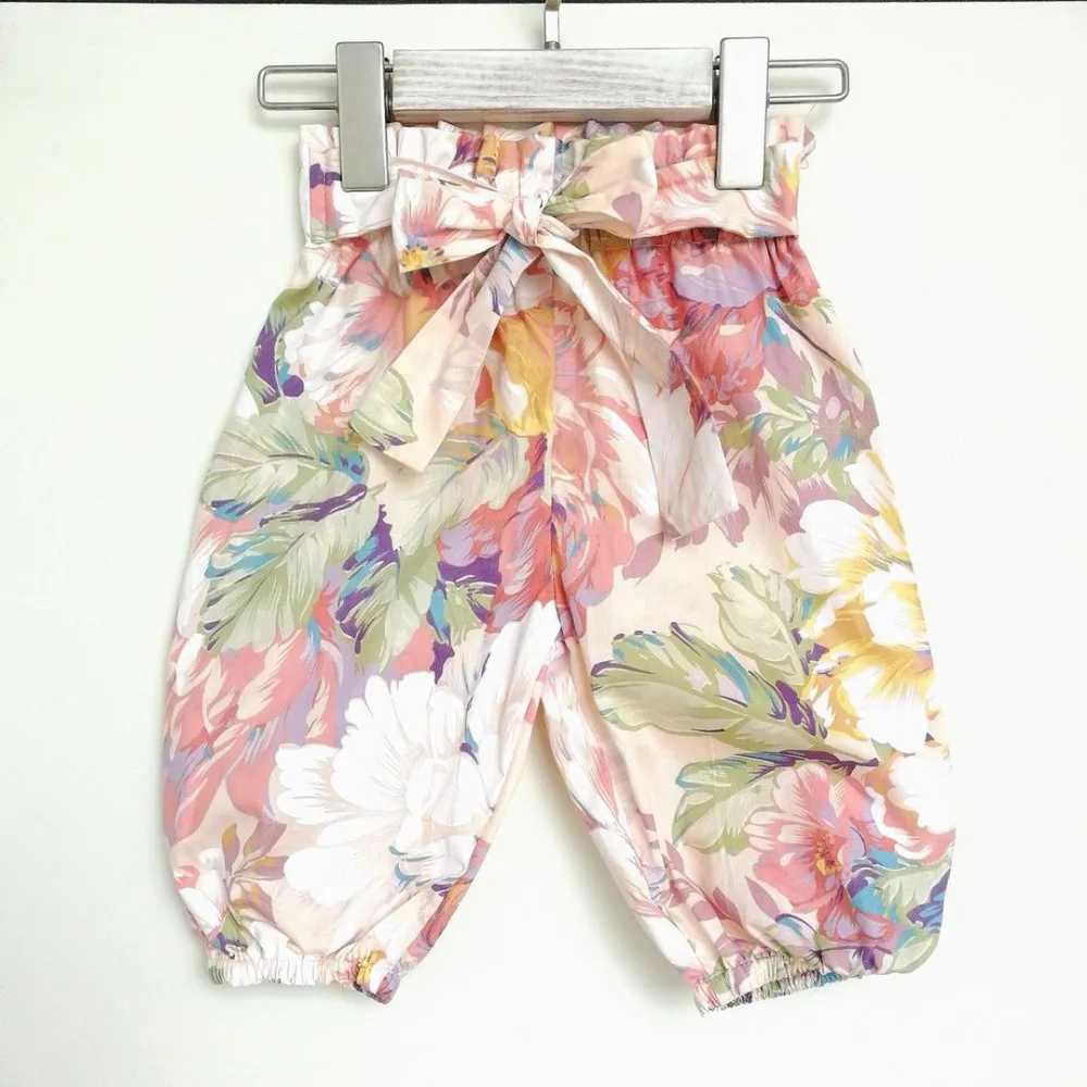 

My little One 2019 Summer Vintage Floral High Waisted Girl Harem Pants