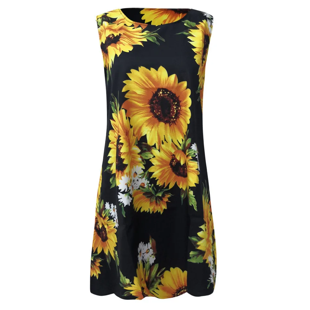 2019 woman summer sleeveless sexy beach dress plus size printing casual beach retro fashion short mini beach dress long 40J3 (3)