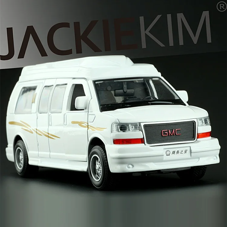 Высокая имитация изысканных литых и игрушечных транспортных средств: JACKIE KIM автомобильный Стайлинг Премиум GMC Sanava 1:32 литье под давлением MPV модель - Цвет: Белый