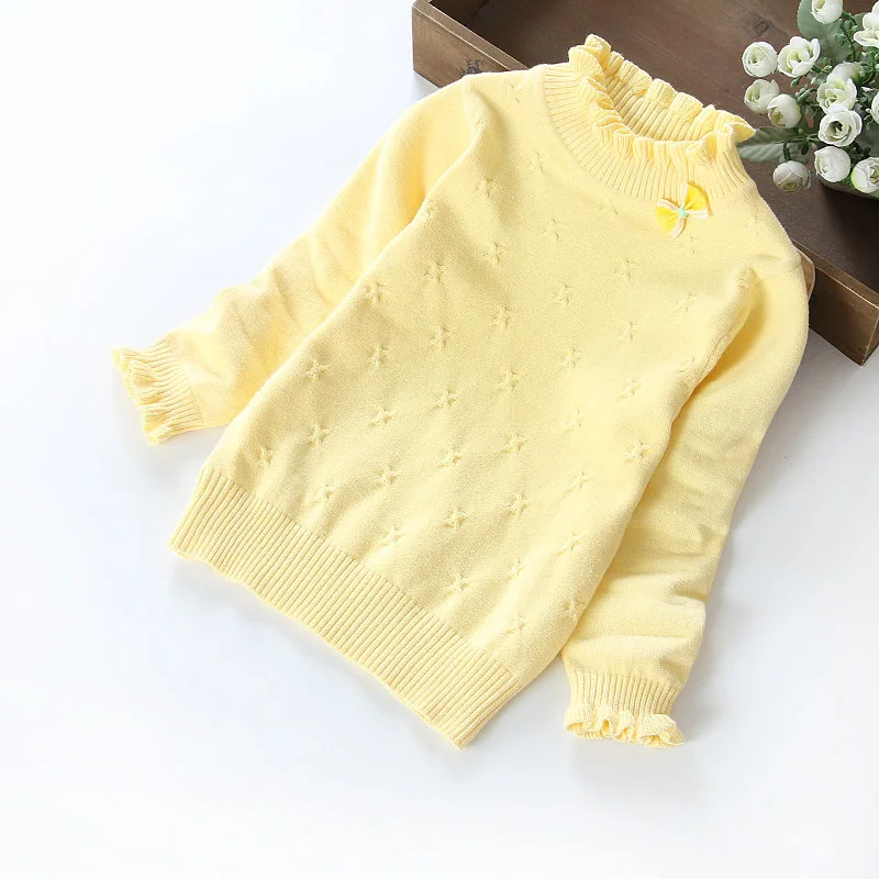 Г., модный осенний свитер для маленьких девочек Повседневные детские свитера и пуловеры, высокое качество, Зимний вязаный базовый свитер для девочек - Цвет: Цвет: желтый