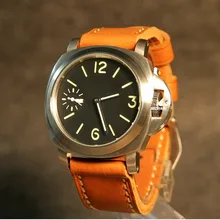 44 мм PARNIS с черным циферблатом азиатские 6497 17 jewels механические мужские часы с ручным заводом зеленые светящиеся механические часы 18P