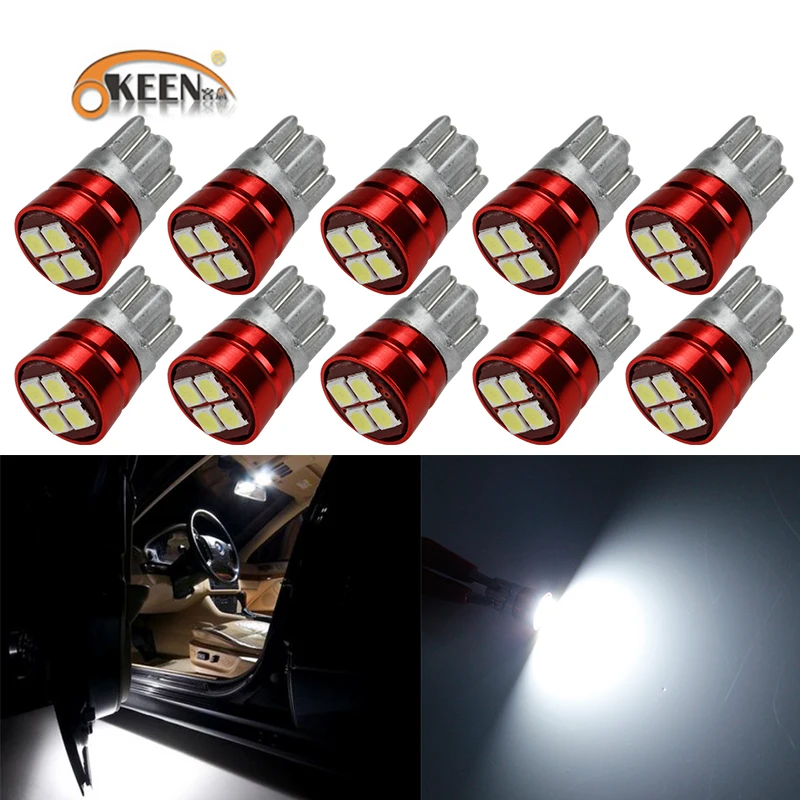 

OKEEN 10pcs Car LED Bulbs T10 LED W5W 168 Turn Signal Auto Clearance Lights 12V License Plate Light Trunk Lamp COB White 3030SMD
