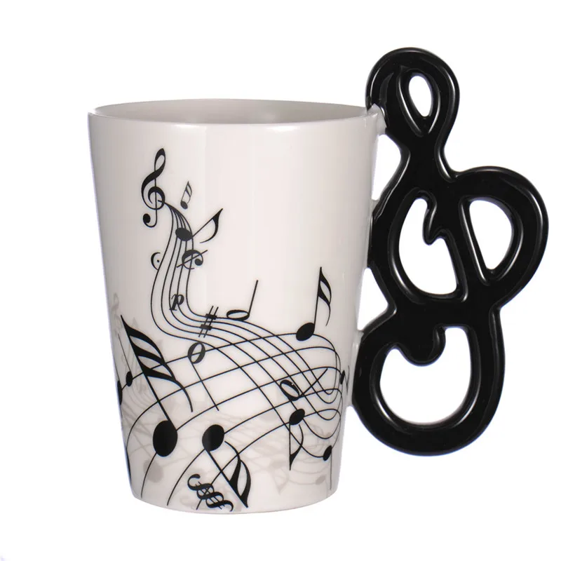 Creative Guitar Ceramic Cup Personality Music Note Milk Juice Lemon Mug Coffee Tea Cup Home Office Drinkware Unique Gift 300ml
