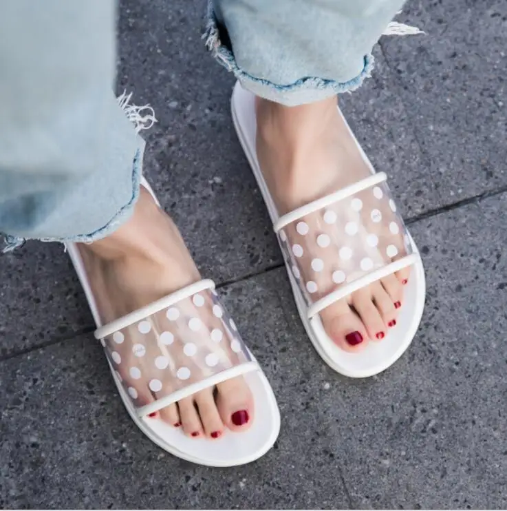 

EABXZ Women home sandals slippers transparent spot light ladies soft bottom home wear slippers women zapatos de mujer off white