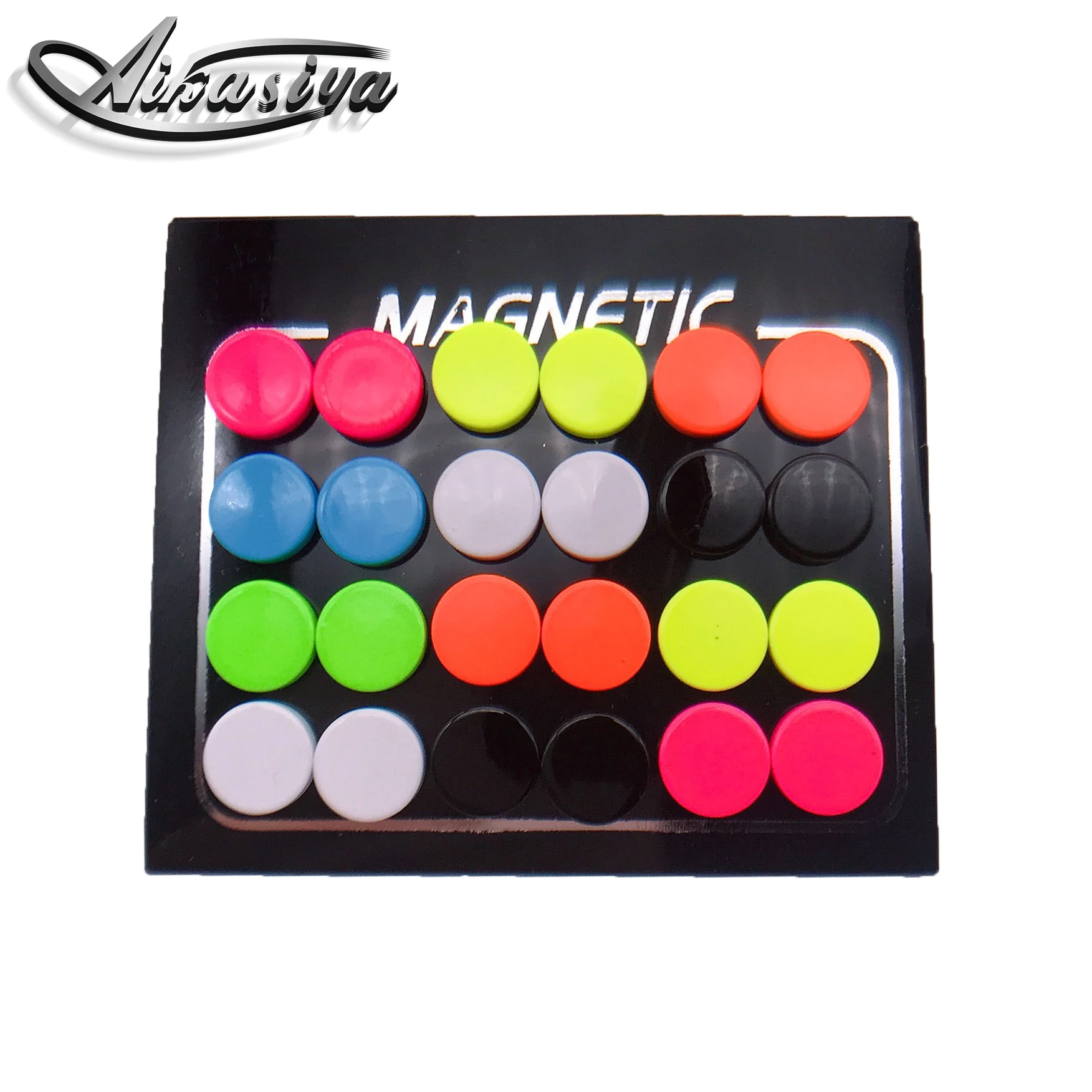 

12Pair/Set Titanium Steel Stud Earrings Black Round Perforated Magnetic Earrings Magnet Ear Clips Colorful Magnet Earrings