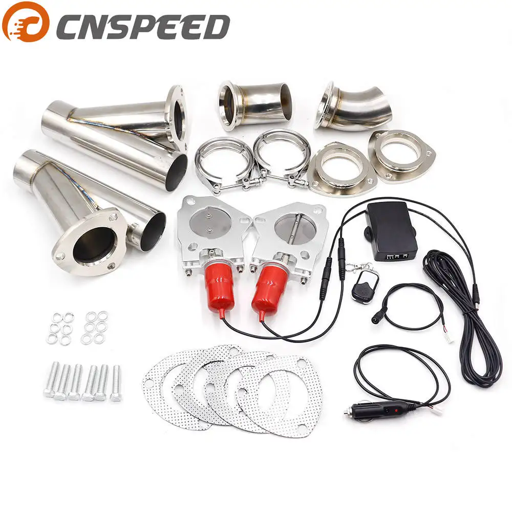 

CNSPEED 2.5'' inch 63mm Double Exhaust Control Valve With Remote Control Car Electric Exhaust Valve Cut out kit Y Pipe