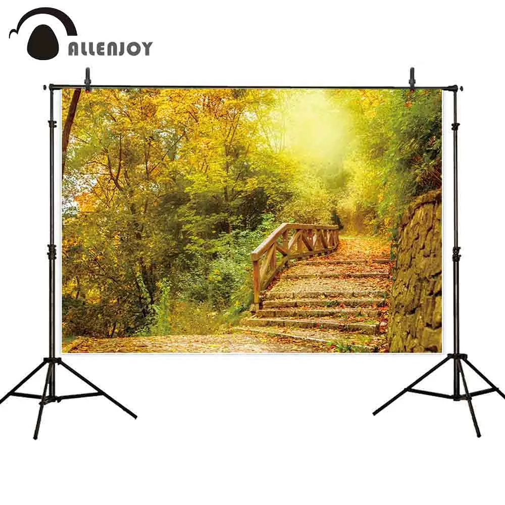Allenjoy фон для фотосъемки Золотой осенний лес лестница пейзаж фотостудия Фотофон