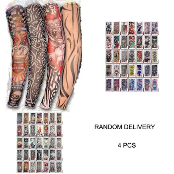 

4Pcs Unisex Temporary Fake Slip On Tattoo Arm Sleeves Kit New Fashion Sunscreen guantelete gauntlet for sun protection mangas