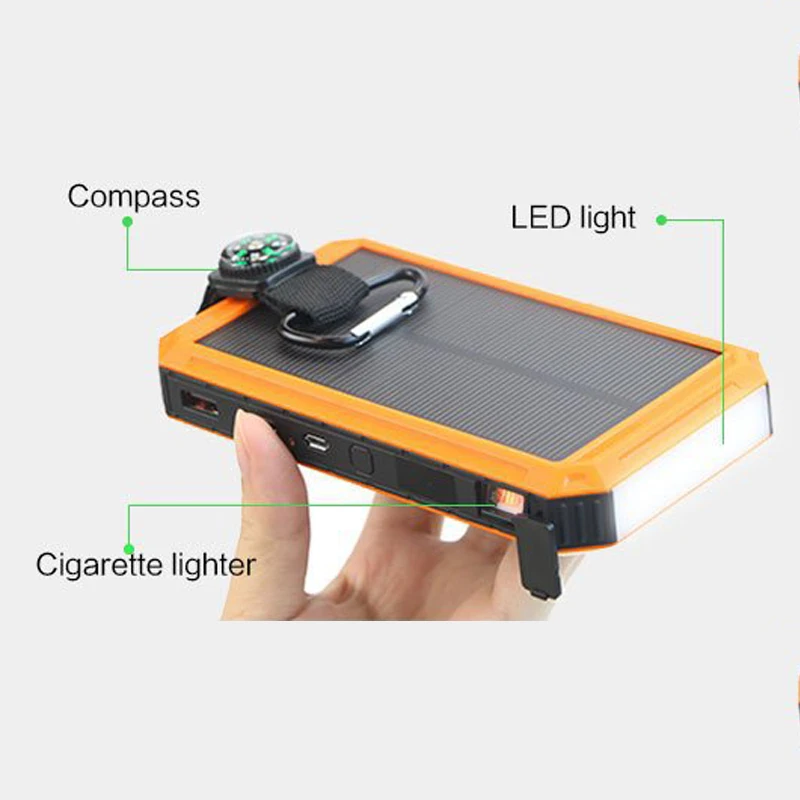 Горячая 20000mAh Солнечная батарея портативная Внешняя Аккумулятор на солнечной