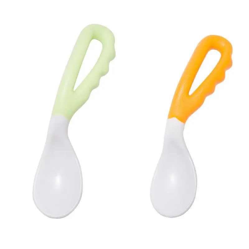 

Baby Pacifier Feeding Spoon Curved Anti Slip Handle Children Eating Training Tableware Accessory