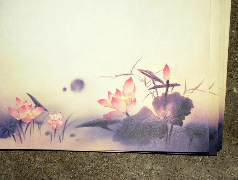 Chinese ink painting Letter Pad Paper 80pcs lotus flower vintage gift souvenir writing paper
