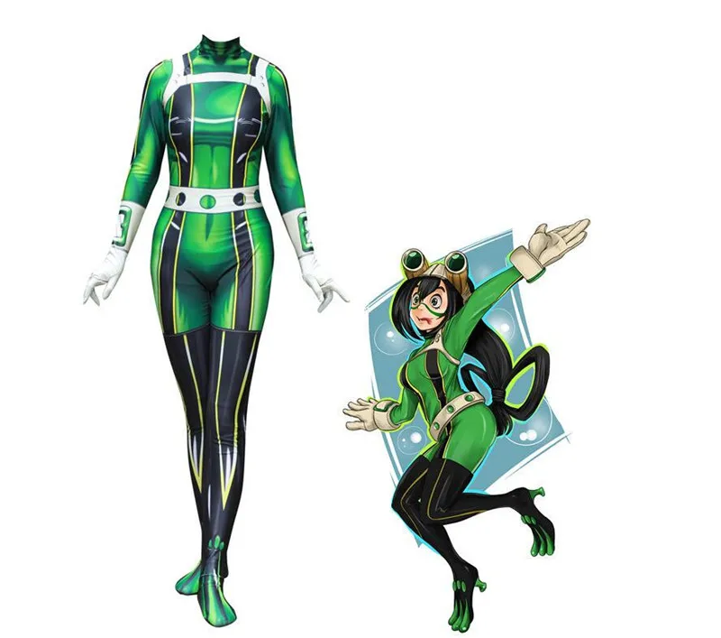 Костюм для косплея My Hero academic Froppy Tsuyu Asui костюм зентай из спандекса женские боди на