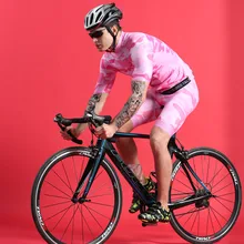 2019 new men short sleeve pink cycling set BOESTALK bicycle jersey+bib shorts pro team triathlon suit bike sports body ciclismo