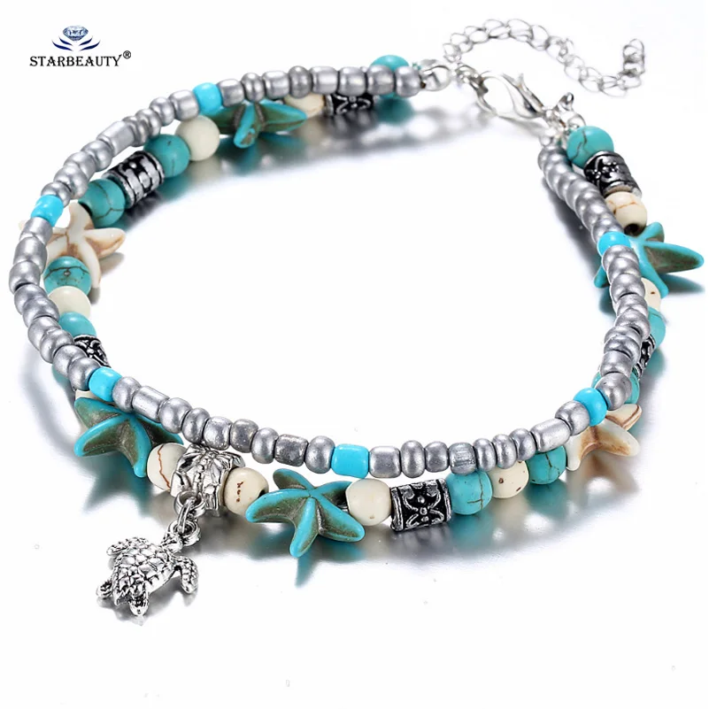 

Starbeauty Bohemian Tortoise Starfish Anklets for Women Multi Layer Bead Anklet Bracelet Barefoot Sandal Gift Leg Foot Jewelry