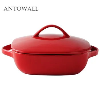 

ANTOWALL Rectangular Big Baking Pan Ceramic Plate Food Oven Tableware Baking Bowl with Lid Bakeware
