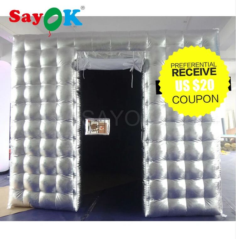 Inflatable Photo Booth Led Inflatable Cube Photo Booth Tent for Wedding/Party/Events with Silver Color Inflatable Photo Booth Led Inflatable Cube Photo Booth Tent for Wedding/Party/Events with Silver Color