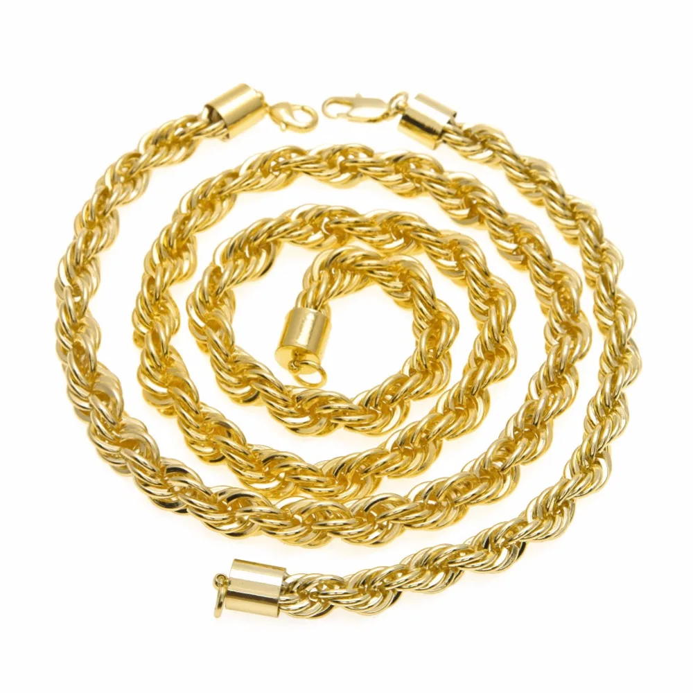 Золото и серебро Цвет 6 мм/1 см веревка Chain Установить для Для мужчин и Для женщин Золотая цепочка Цепочки и ожерелья Высокое качество панк веревку цепи