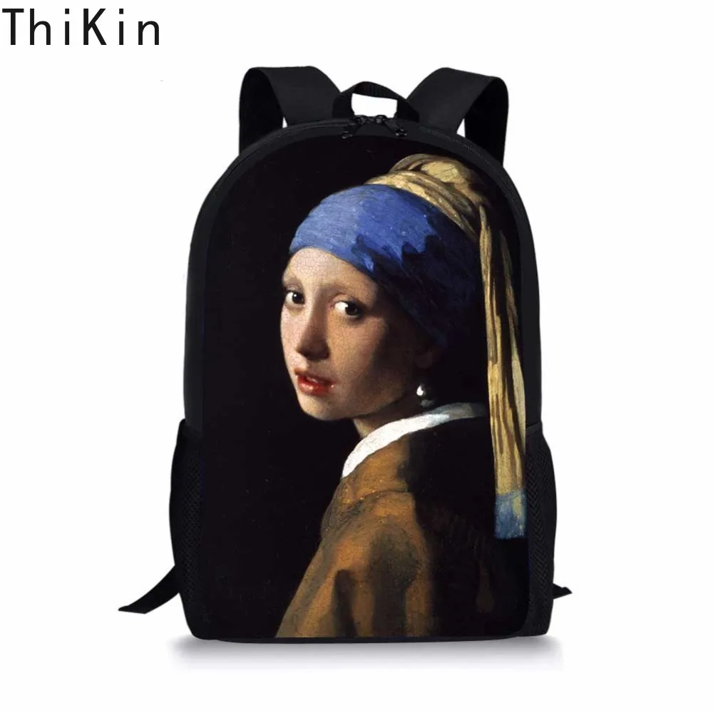 

THIKIN Women Men's Travel Bag Art Backpack Famous Monet Van Gogh Oil Paint Polyester Boys Girls Book Bag Daily Mochila Wholesale