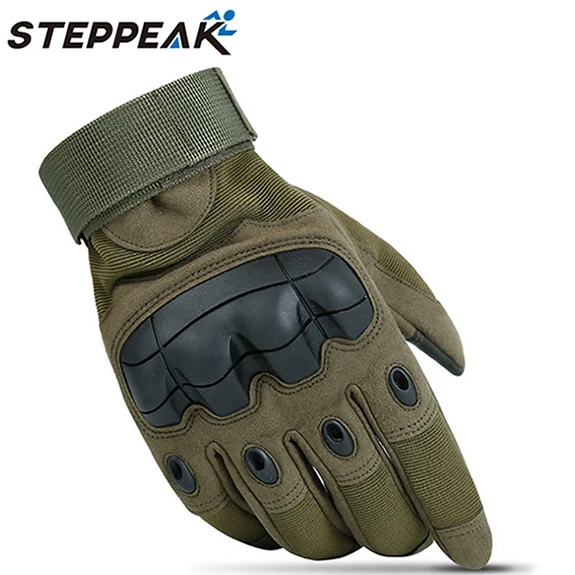 Военные тактические Спортивные перчатки на открытом воздухе, противоскользящие кожаные перчатки для тренировки на полпальца, для кемпинга, езды на велосипеде, велосипедные перчатки - Цвет: ArmyGreenFull-Finger