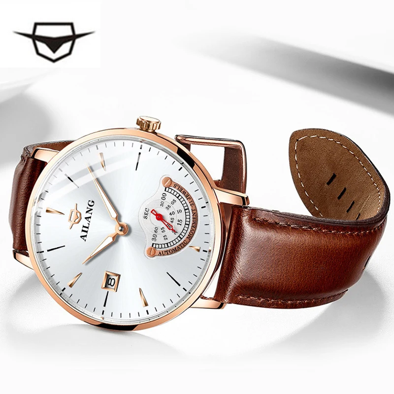 

AILANG Switzerland ultra thin new automatic gear S3 sport wrist watch special forces waterproof true leather belt genuine watch