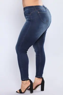 L-5XL размера плюс свободные джинсы женские брюки карандаш с молнией Высокая талия синие джинсы
