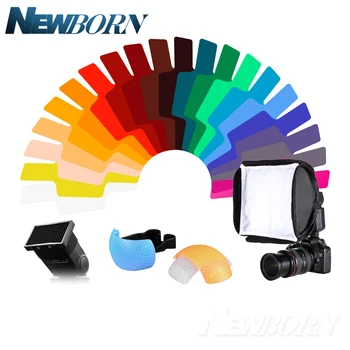 

23cmx23cm Flash Softbox Diffuser+20 Color Gels Filter Card+Honeycomb Grid+3 Color Pop-Up Cover For Canon Nikon Godox YONGNUO