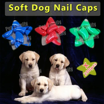 

200pcs/lot dog Nail Soft Claws Nail Cap Paw Caps Pet Nail Cover 9 Colors claw control with adhesive