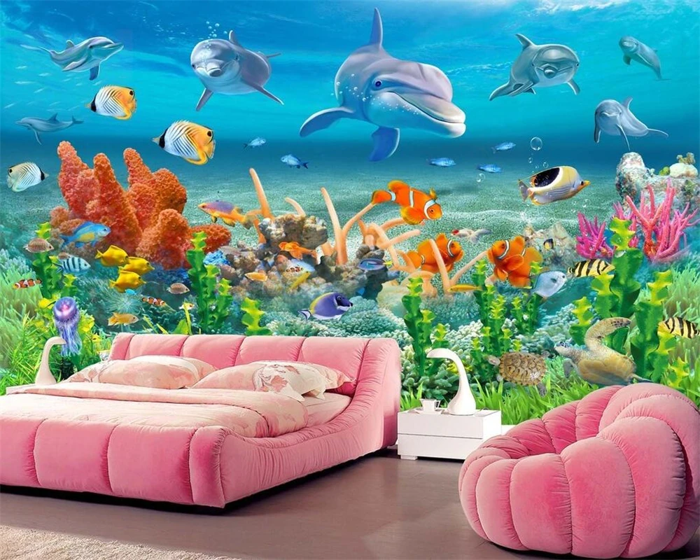 dekodino Kinderzimmer Bord/üre Borte Delfine Tiermotiv Unterwasserwelt selbstklebend