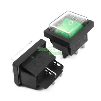 

5pcs DPST 2 Position 4 Pin Green Button Waterproof Boat Rocker Switches
