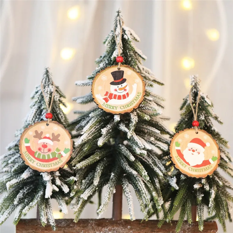 

1pc 8CM Wood Slices Predrilled Round Log Discs DIY Party Christmas Hanging Decorations With Jute Twine
