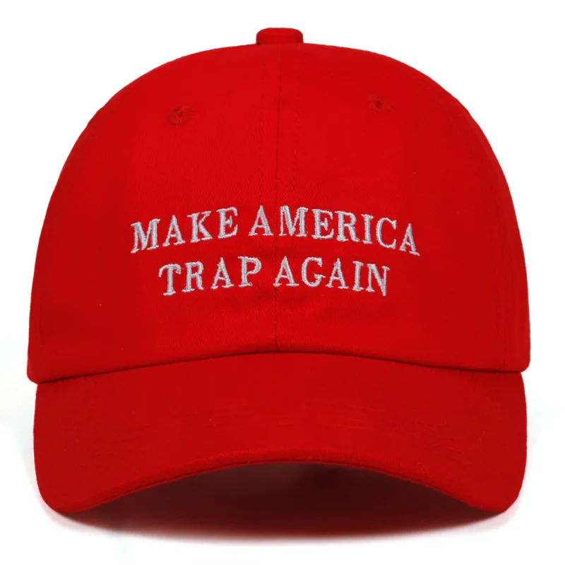 

High Quality Letter MAKE AMERICA TRAP AGAIN dad Cap Cotton Baseball Cap For Men Women Hip Hop Dad Hat Bone Garros