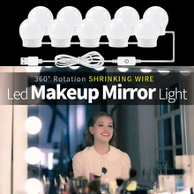 USB LED Makeup Light Hollywood Vanity Mirror LED Light Dressing Table Lighting 12V Stepless Dimmable LED Wall Lamp 2 6 10 14Bulb