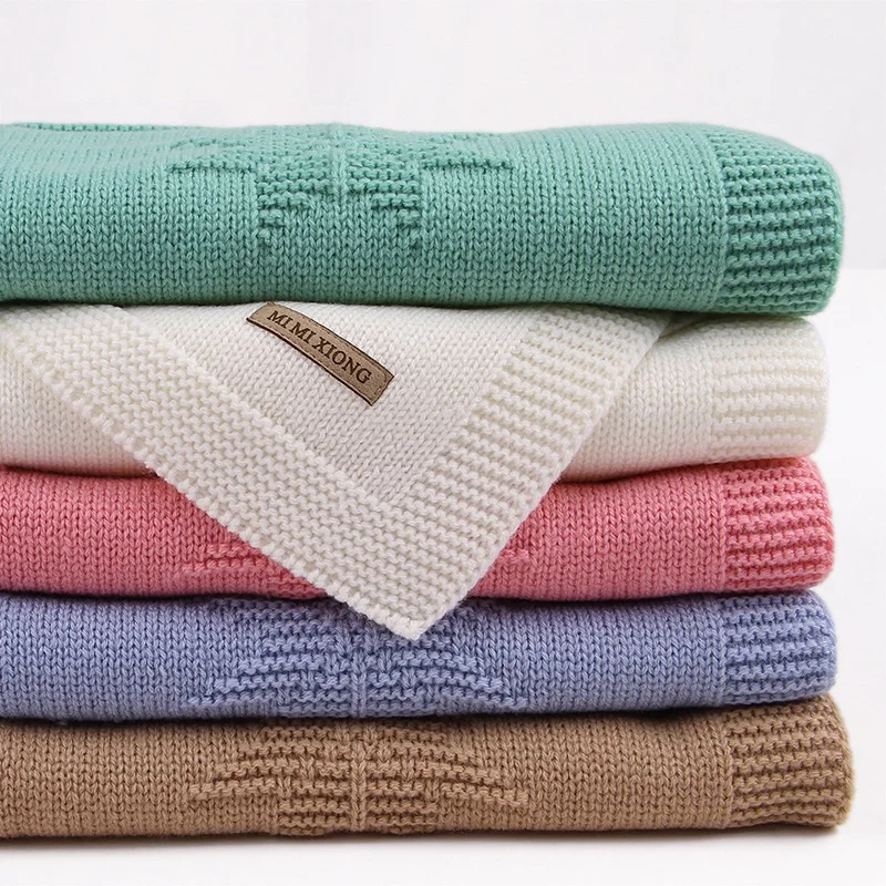 

Stuff For Newborns Baby Blanket Knitted Acrylic Summer Infantil Wrap Swaddle Stroller Blanket Clothes Cobertor Monthly Kid Quilt