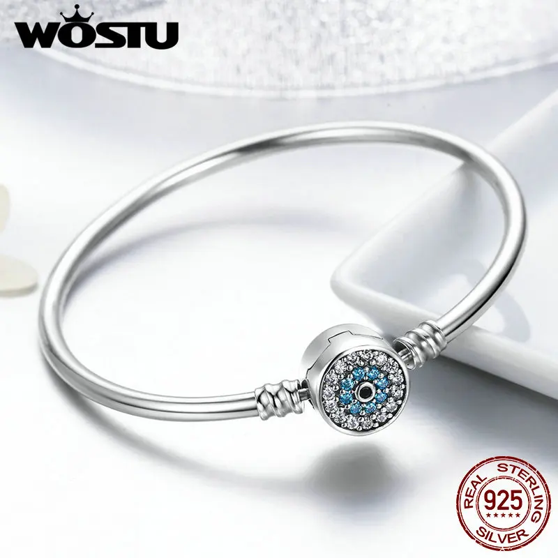 Kopen WOSTU 100% 925 Sterling Zilver De Oog Van Samsara Bangle Voor Vrouwen Fit DIY Charm Armbanden Mode sieraden CQB012