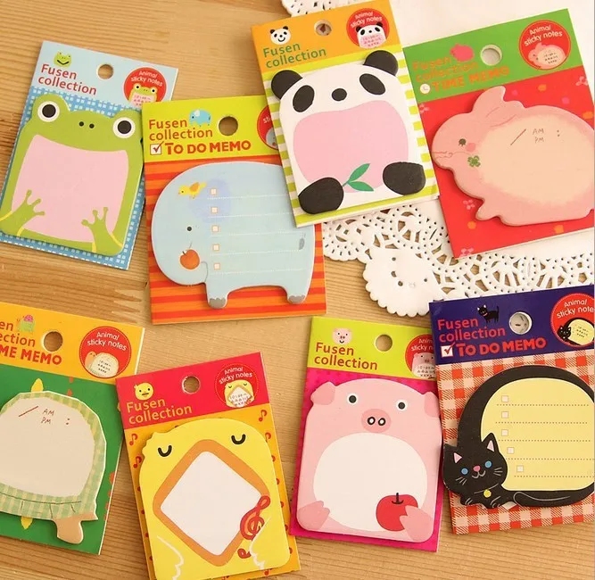 

Cute Lovely Animals Memo Pad Sticky Note Sticker Label Paper notes on paper zoo animal cartoon stickers Free shipping